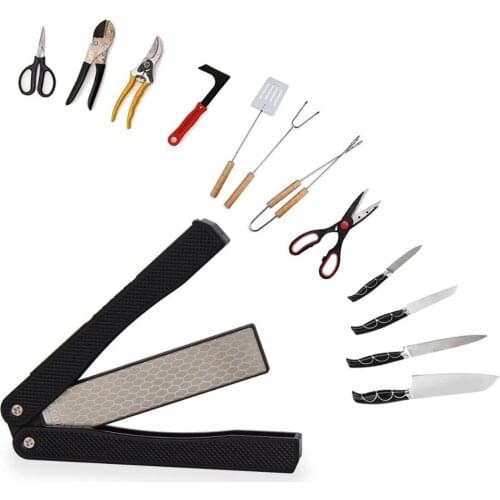 Foldable Kitchen Knife Sharpener Professional Double Sided Portable Outdoor Black Whetstone Diamond Sharpening Stone