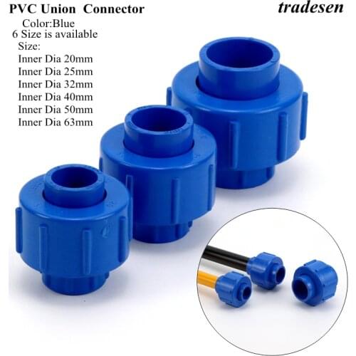 1pcs 20mm 25mm 32mm 40mm 50mm ID Upvc Union Pipe Fittings Coupler Water PVC Connector For Garden Irrigation Hydroponic System
