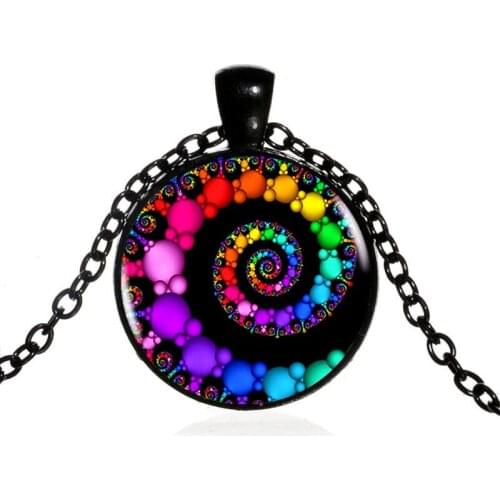 FIBONACCI Spiral Pendant fractal necklaces pendants flourish swirls glass dome necklace sacred geometry art picture jewelry