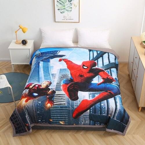 Disney Captain American The Avenger Spiderman Quilt Summer Comforter bedding Blanket Throw on Bed Sofa Children boys Teen gift