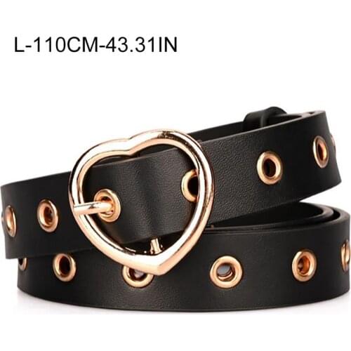 Women Belt Fashion Waist Belt PU Leather Metal Buckle Heart Pin Belts For Ladies Leisure Dress Jeans Wild Waistband