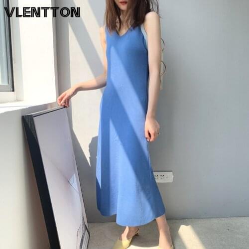 2020 Autumn Winter Women Sexy V-Neck Sleeveless Tank Midi Dresses Knitted Sweater Dress Bodycon Party Vest Dress Ladies Vestidos