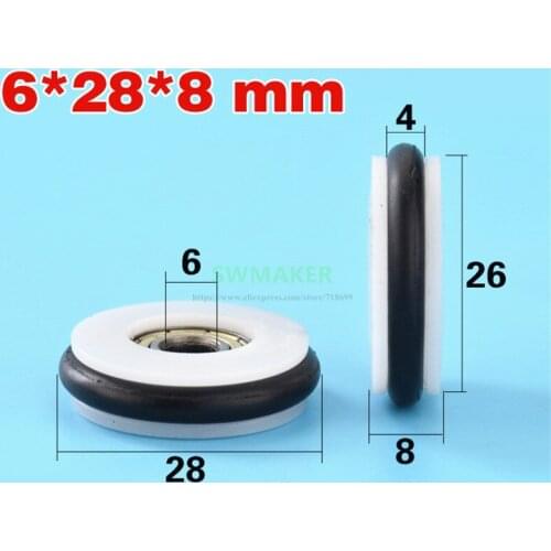10pcs 6*28*8mm Buna-N rubber O rubber ring rubber rubber roller, mute elasticity, blackboard fishing tackle, 696 bearing pulley