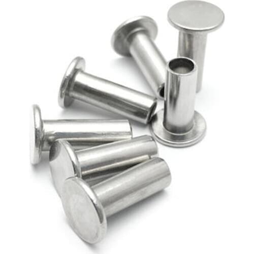 10pcs M6 304 stainless steel Flat head semi-tubular rivet Hollow rivets GB875 8mm-40mm Length