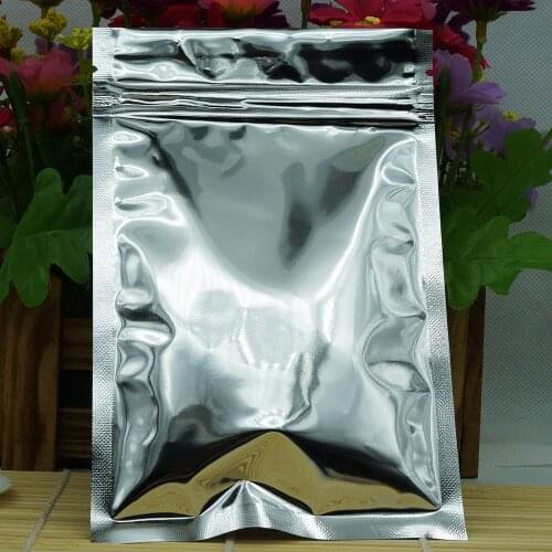18x26cm,100 X Reusable Silver plating Aluminium foil Zip Lock bag - Resealable zipper lock Mylar foil plastic pouches grip seal