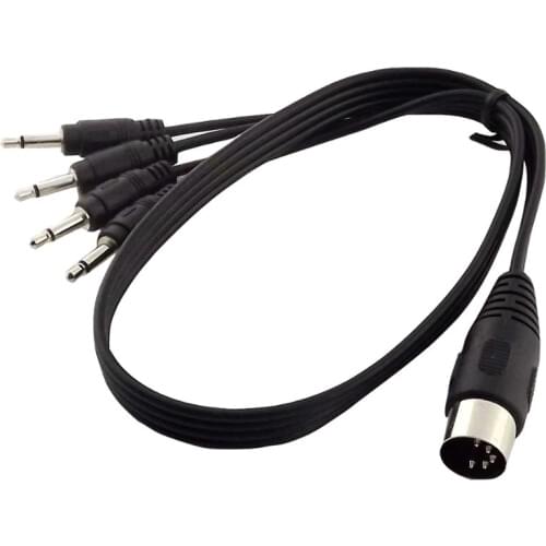 1x 50cm MIDI DIN 5 Pin Male to 4x 3.5mm 1/8" Mono Male Plug AUX Audio Adapter Connector Y Cable