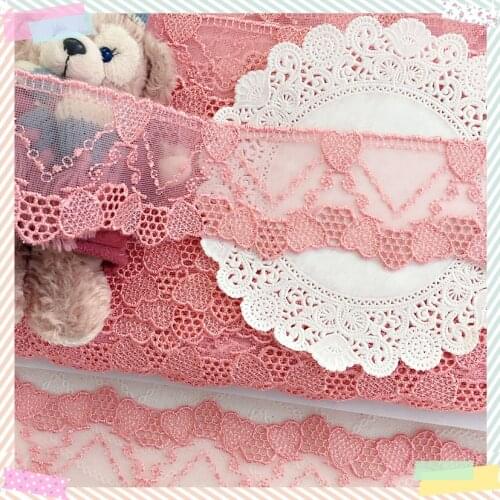 3Yards Soft Pink Fabric Venise Lace Trim Embroidery Sewing Crafts Doll Material Lace Edge Skirt 6cm wide