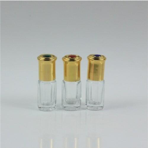 3ml 6ml 12ml Octagonal Thick Glass Roll On Essential Oil Empty Perfume Bottle With Gold Lid Wholesale
