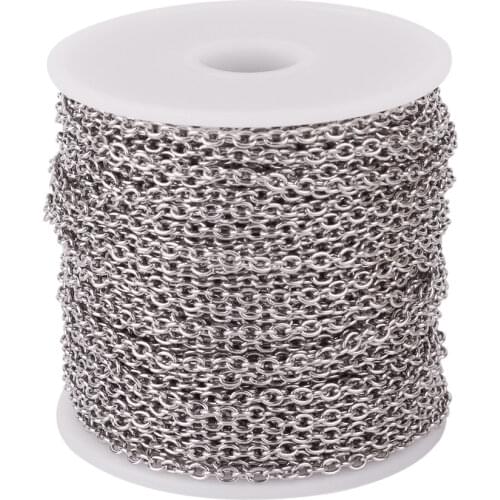50m/Roll 304 Stainless Steel Cable Chains Link Chain with Spool for Jewelry Making DIY Bracelet Necklace Craft Supplies
