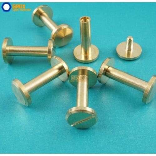 50 Set 10*15mm Solid Brass Rivet Chicago Screw for Leather Craft Belt Wallet / Flat