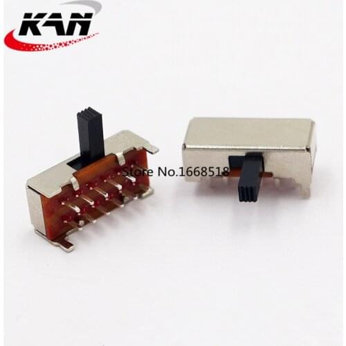 50pcs SK-42D02 (4P2T) handle height 6mm 2 files horizontal toggle switch 2 fixed feet 12 feet side insertion