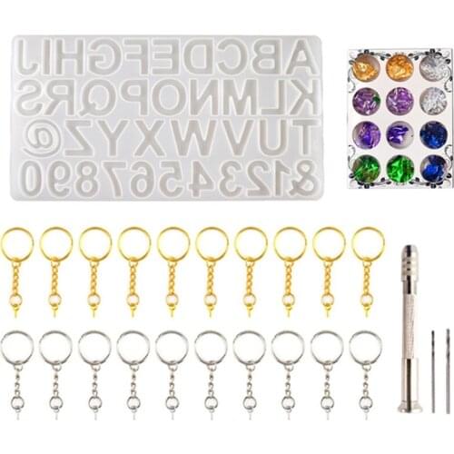 English Alphanumeric Silicone Mold Diy Crystal Epoxy 26 Letter Pendant Keychain Pendant Set