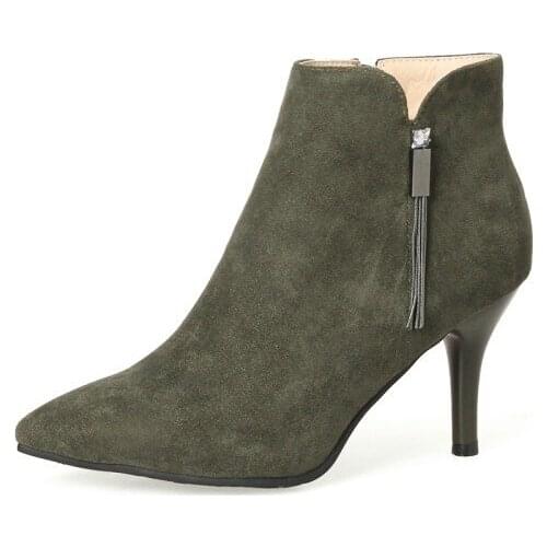 Big Size 9 10 11-15 boots women shoes ankle boots for women ladies boots shoes woman winter Side zipper tassel pendant