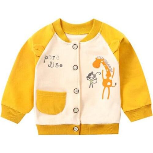 Childrens jacket spring and autumn baby cartoon sweater boys and girls stitching cardigan jacket baseball uniform top