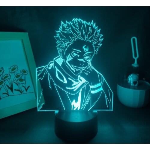 Jujutsu Kaisen Anime Figure Itadori Yuji Ryomen Sukuna 3D LED Lamps RGB Neon Night Lights Bedroom Table Decor Manga Cool Gifts
