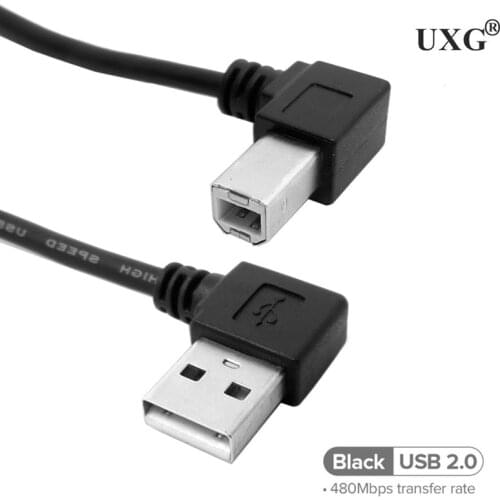Double right angle elbow USB 2.0 Male AM to USB B M type Right Angled Data Charging Cable for USB2.0 Printer and Scanner 50cm 1M
