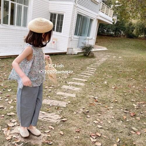 Classic Floral Cool and Cute Sleeveless Girls Shirt Vest lace top girls blouses