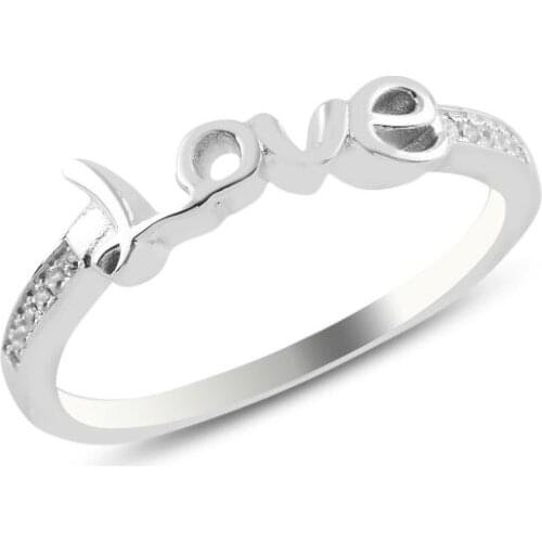 Silver 925 Sterling Zircon Love Ring