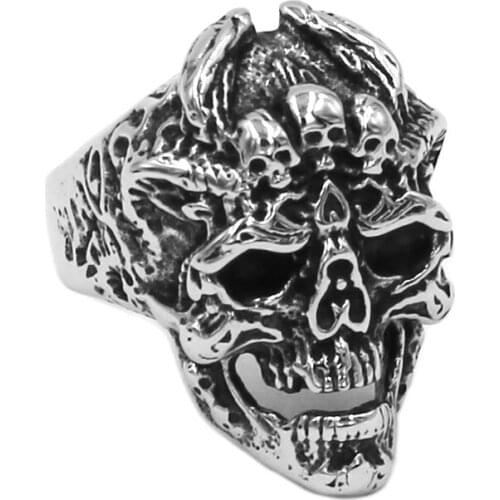 Wholesale Viking Skull Ring Stainless Steel Jewelry Classic Norse Viking Birds Skulls Motor Biker Mens Ring 933B