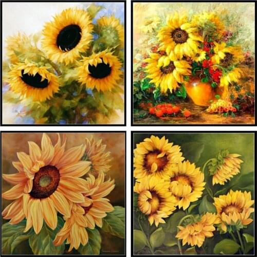 Counted Cross Stitch Kits Needlework Embroidery - 14 ct Aida DMC Color DIY Arts Handmade Home Decor - Sunflowers Collection
