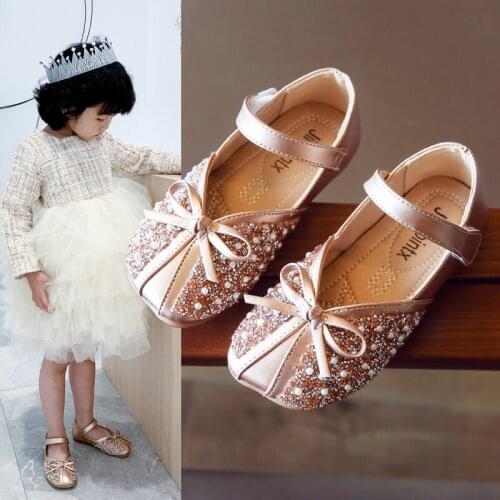 Princess Leather Soft Shoes Girls Party Dance Shoes Baby Student Flats Kids Performance Shoes Size 21-36 Summer Flats Sandals
