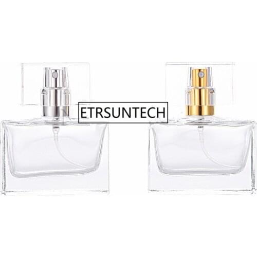 Square Glass Perfume Bottle 30ml Clear Glass Spray Bottle Empty Fragrance Packaging Bottle F1737
