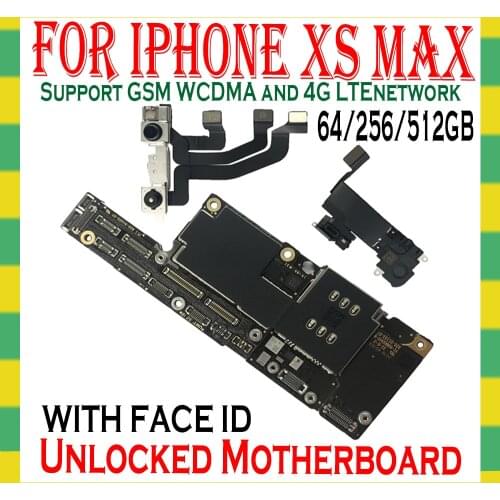 Motherboard for iPhone XS MAX Unlocked for iPhone XS MAX with System Logic Board FACE ID 1 / 2 SIM card Motherboard full chips