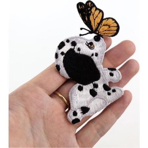 Fashion cute dog butterfly patches for clothing embroidery appliques parche DIY handmade clothes accessories