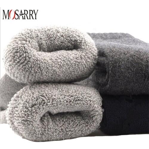 Mens Wool Socks Thicken Thermal Socks Male Winter Warm Soft Crew Sock Solid Comfortable High Quality Casual Male Socks Wool