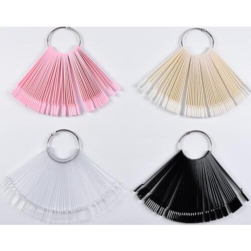 50pcs False Nail Tips Polish Palette Nail Art Practice Fan Color Sticker Display