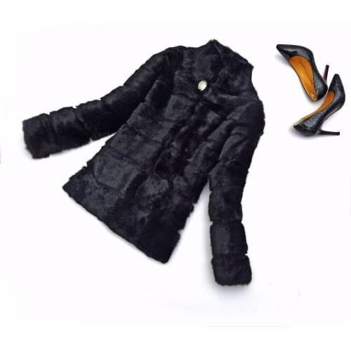 New Winter Womens Real Rabbit Fur Coat Waistcoat Brand Genuine Striped Sheared and Diamond Female Dropshipping Jacket ksr261