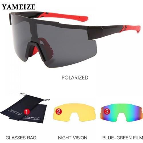 Polarized Sunglasses for Men Oversized Sport Mirrored Lens Outdoor Goggles Big Frame Windproof Male Night Vision Driving Eyewear