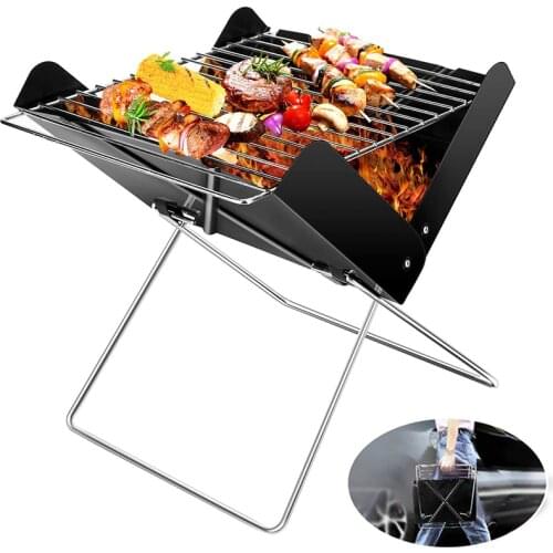 Portable Charcoal Grill Space-saving Foldable BBQ Barbecue Grill Large Grilling Surface Grill for Camping Travel Garden Outdoor