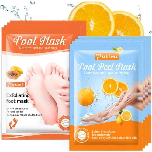 PUTIMI 4pcs 2pair Exfoliating Foot Mask Nourishing Dead Skin Remover Peeling Foot Mask Whitening Calluses Exfoliating Foot Patch
