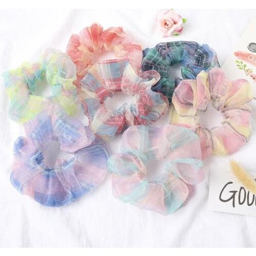 Korea Fashion Clear Hair Scrunchie Elastic Hair Rubber Bands Women Girls Organza Cute Headwear Hair Ring Ponytail Holder