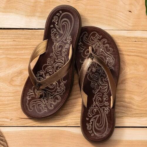 Vintage Flip Flops Summer Soft Leather Slippers Ladies Beach Slides 2021 Fashion Women Sandals Clip Toe Casual Female Footwear