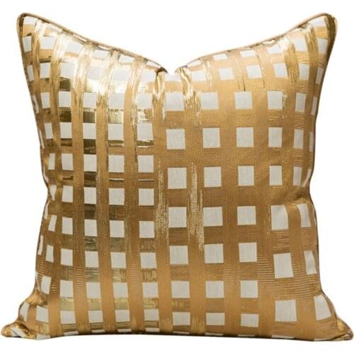 Light Luxury Jacquard Pillow Cover Champagne Striped Decorative Throw Pillowcase Modern Designer Hotel Sofa Chair Cushion Case