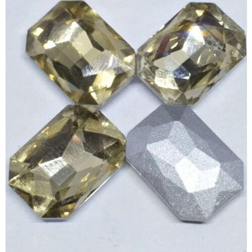 Light coffee Rectangular Crystal Glass Sewing Rhinestones Pointback DIY Wedding Dress 4*6 6*8 8*10 10*14 13*18 18*25