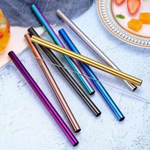 Reusable Drinking Straw Stainless Steel Milk Tea Tube Cocktail Juice Metal Straw Bar Accessory