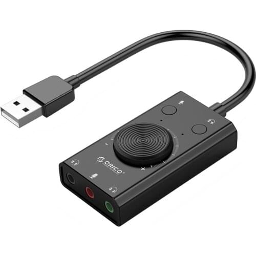 ORICO SC2 External USB Sound Card Stereo Mic Speaker 3.5mm Headset Audio Jack Cable Adapter Switch Volume Adjustment Free Drive