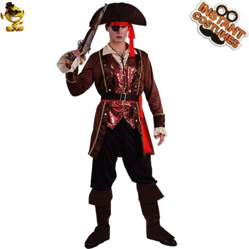 Hot Sale Adult Men Pirate Costume Halloween Cosplay Luxury Pirate Performance Costume Carnival Roleplay Pirate