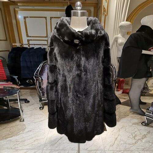 Winter Palace 2020 women genuine mink fur coat slim fur regular short coat of fur mink fur coat black mink coat T162