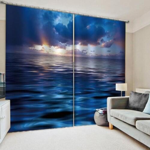 Customized size Luxury Blackout 3D Window Curtains For Living Room blue lake moon curtains 3d stereoscopic curtains
