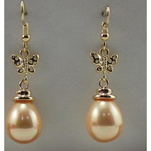 Womens fashion style metal plated butterfly accessories 12x16mm gold water drop Shell Pearl Earrings