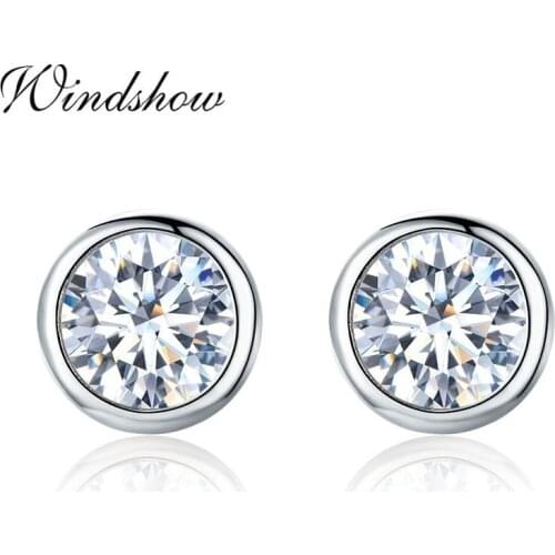 Cute 925 Sterling Silver White Round CZ Stud Earrings For Women Girls Kids Child Jewelry Anti-Allergic Aretes Kolczyki Orecchini