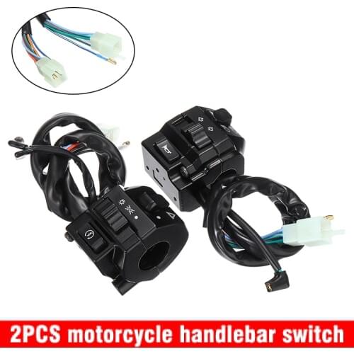 1Pair 12V Motorcycle 7/8" Handlebar Control Switch Horn Turn Signal Headlight Electric Start Switch Connector Push Button