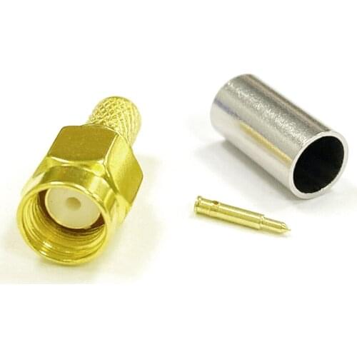 1PC New SMA Crimp Male Plug RF Coax Connector For LMR195 RG58 Cable Straight Goldplated Wholesale Wire terminal