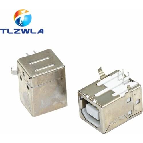100Pcs Square USB Socket Usb B Type Female 90 Degree PCB Welding Parent Connector For Printer Data