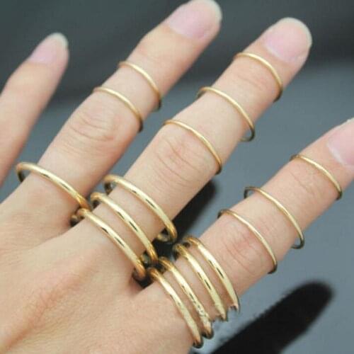16Pcs Gold Silver Punk Rings Stackable Plain Band Above Knuckle Midi Finger Ring Women Fashion Stylish