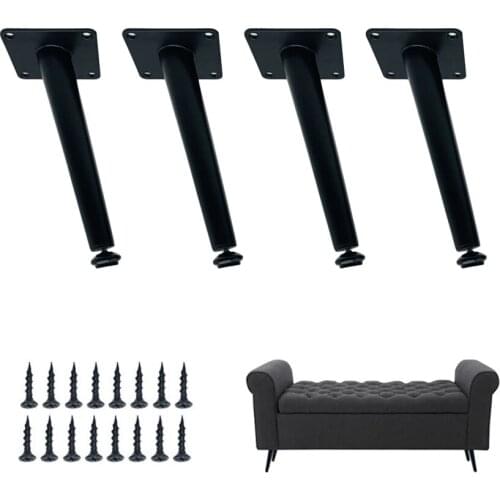 4pcs Metal Black Oblique Tapered Furniture Legs Heavy Duty Furniture Replacement Legs For TV Stand Bench Cabinet Sofa Dresser